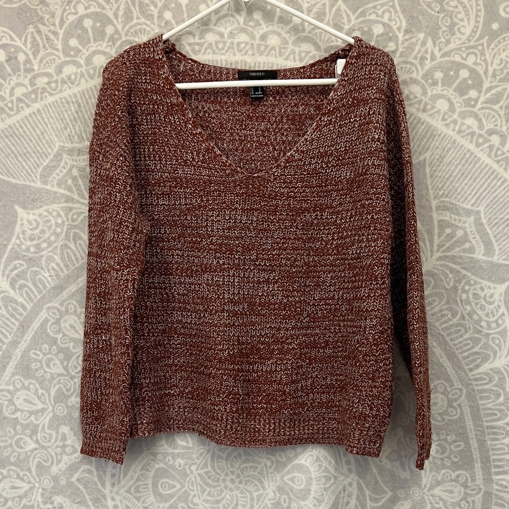 Forever 21 Brown V-Neck Sweater for Women